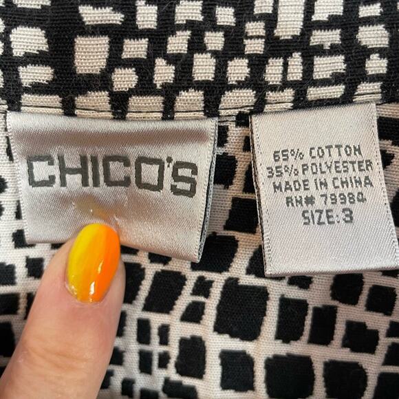 Chico's jacket black and white geometric snake skin XL sz 3 - Picture 7 of 7